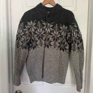 LL Bean Men’s Fair Isle Fisherman Sweater in Gray Size M-Reg